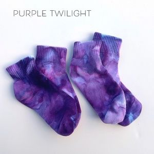Kids Tie Dye Socks Purple Lavender Hand Dyed Mid Crew Socks Ice Dye Sox Size M